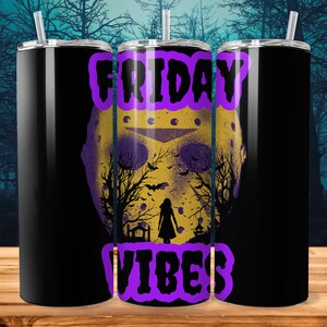 Jason Voorhees Tumbler Design PNG File, Friday The Thirteenth Download File For Sublimation 20oz Skinny Tumbler