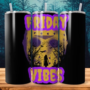 Jason Voorhees Tumbler Design PNG File, Friday The Thirteenth Download File For Sublimation 20oz Skinny Tumbler