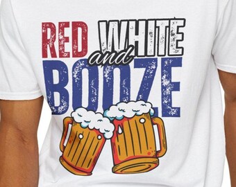Camiseta unisex divertida para fiesta de bebidas con alcohol, rojo, blanco y negro