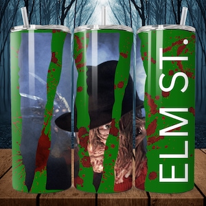 Nightmare On Elm St. Tumbler Design PNG File, Freddy Krueger Download File For Sublimation on 20oz Skinny Tumbler