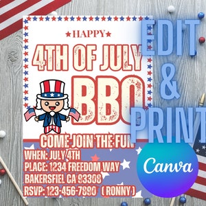 Uncle Sam Fourth Of July, Independence Day Invitations