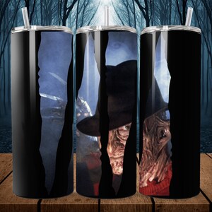 Nightmare On Elm St. Tumbler Design PNG File, Freddy Krueger Download File For Sublimation on 20oz Skinny Tumbler