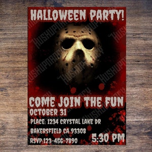 Jason Halloween Invitation, Birthday Invitation PNG File