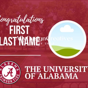 3 University of Alabama Digital Template, Alabama Editable Template, Bama Graduation, Alabama Announcement Template, Canva Ready Template image 3