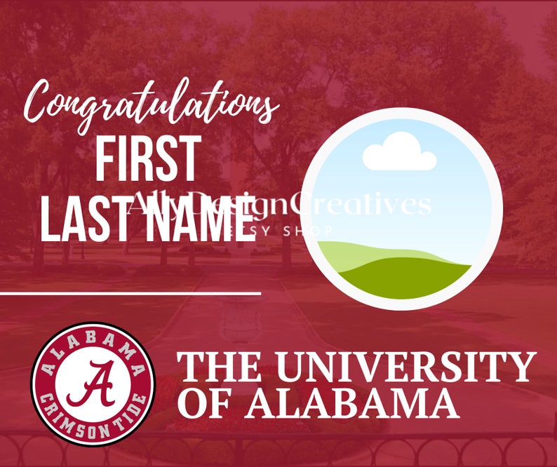 3 University of Alabama Digital Template, Alabama Editable Template, Bama Graduation, Alabama Announcement Template, Canva Ready Template image 3