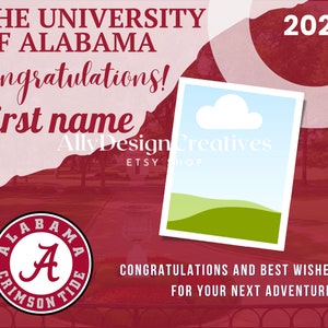 3 University of Alabama Digital Template, Alabama Editable Template, Bama Graduation, Alabama Announcement Template, Canva Ready Template image 2