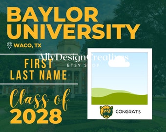 3 Baylor Digital Template, Baylor Editable Template, Baylor Graduation, Baylor Announcement Template, Canva Ready Template