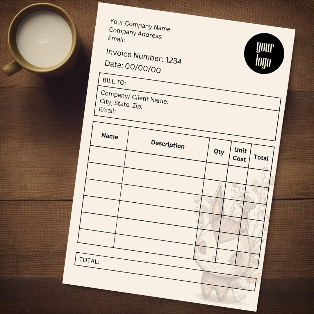 Invoice Template, Editable &amp; Printable, Instant Download - Etsy