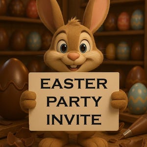 Easter Bunny Custom Video Invitation, Easter egg Hunt, Chocolate eggs, easter invitation, easter invite, happy easter, easter template