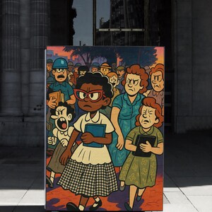 Desegregation Satire Print – Civil Rights Era Cartoon-Style Poster | Digital Download