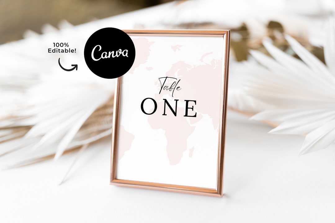 Destination Wedding Table Number Sign Template Matching Wedding ...