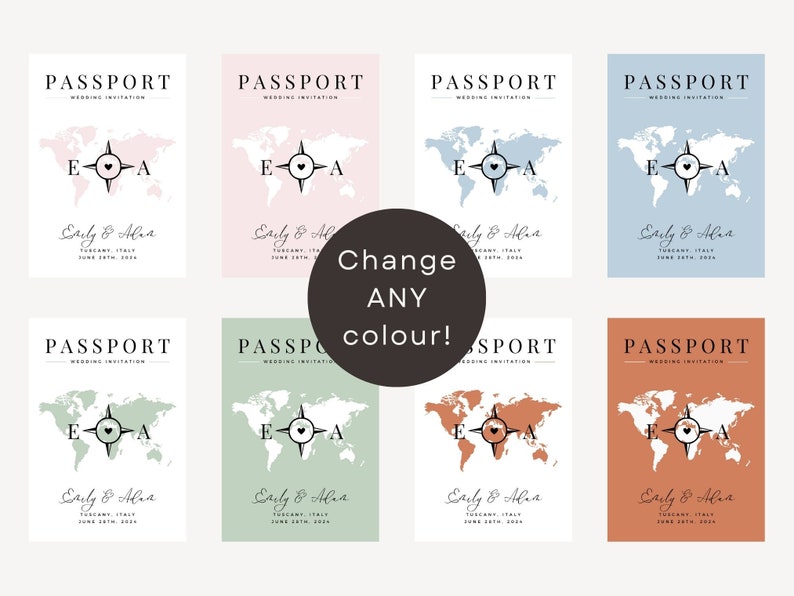 Digital Destination Wedding Invitation Evite Passport Sage Green