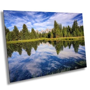 Grand Teton Nationalpark, Wyoming, Bergreflexion, Schwabacher Landung, Fotografie Druck, Acryl, Leinwand, Metall