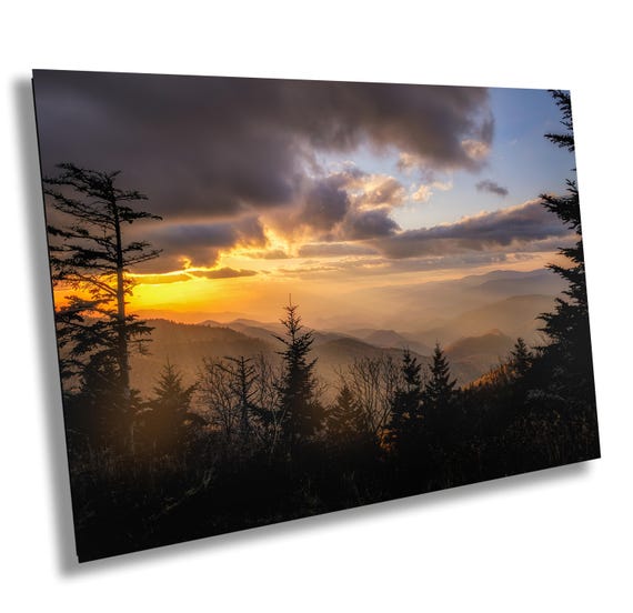 Smoky Mountains Sunset Photography Print: Blue Ridge Parkway Art, Tennesee, North Carolina
