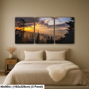 Smoky Mountains Sunset Photography Print: Blue Ridge Parkway Art, Tennesee, North Carolina 40x90 inch (3-panel)