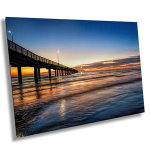 Padre Island Beach Pier South Texas Colorful Sunrise Sunset Photography Print, Acrylic, Canvas, Metal