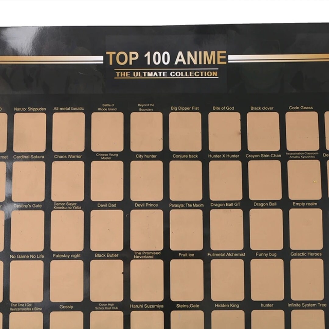Top 100 Anime Scratch off Poster Anime Bucket List Great Gift Etsy UK