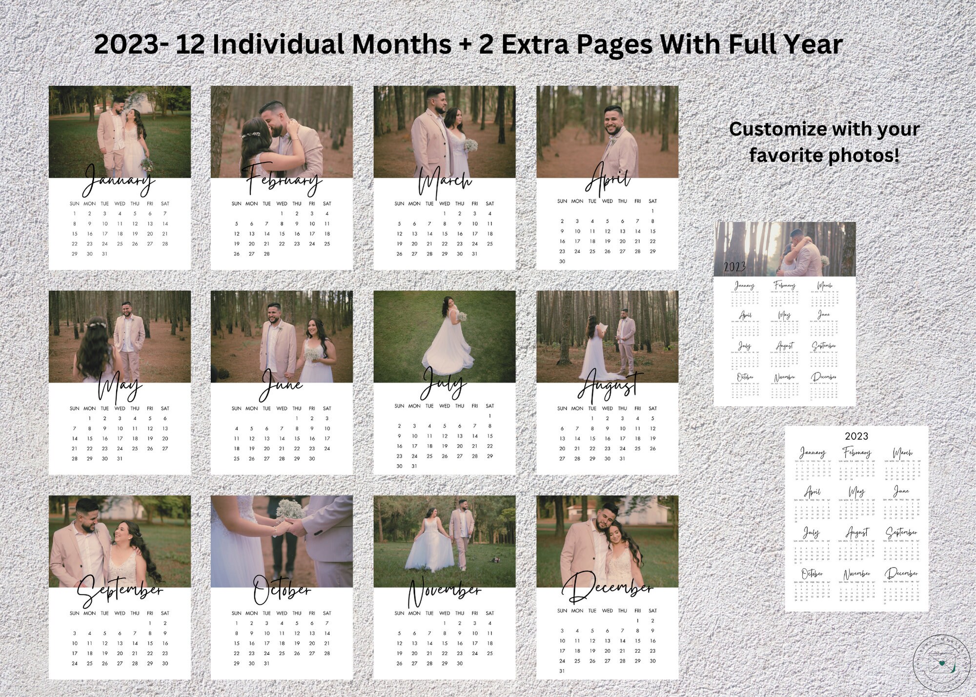 2023 & 2024 Photo Calendar Template, Year at A Glance Annual Calendar ...