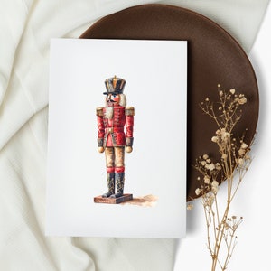 juego de cartas cascanueces. tarjetas de nota . tarjeta navideña . tarjetas de felicitación. diciembre . feliz navidad, acuarela (1, 10, 30 y 50 piezas)