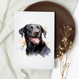 set di carte da laboratorio nere. biglietti per appunti. labrador nero. biglietti d'auguri . carte di cani acquerello. happy dog (1, 10, 30 e 50 pezzi)