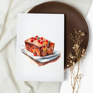 juego de tarjetas de pastel de frutas. tarjetas de nota . tarjeta navideña . tarjetas de felicitación. diciembre . feliz navidad, acuarela (1, 10, 30 y 50 piezas)