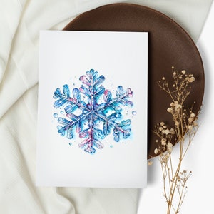sneeuwvlokkaartenset. notitiekaarten. kerstkaarten. wenskaarten. december. vrolijk kerstfeest, aquarel (1, 10, 30 en 50 stuks)