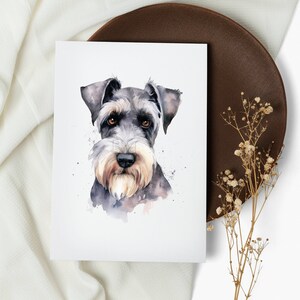 set di carte schnauzer standard. carte per appunti. Schnauzer. biglietti d'auguri . carte di cani acquerello. cane felice. cucciolo (1, 10, 30 e 50 pezzi)
