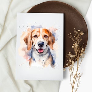 set di carte beagle. biglietti per appunti. cane da lepre. biglietti d'auguri . carte di cani acquerello. cane felice. cucciolo di beagle. acquerello (1, 10, 30 e 50 pezzi)