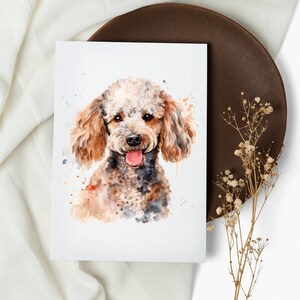 set di carte barboncino. biglietti per appunti. barboncino. biglietti d'auguri . carte di cani acquerello. cane felice. cucciolo di barboncino. acquerello (1, 10, 30 e 50 pezzi)