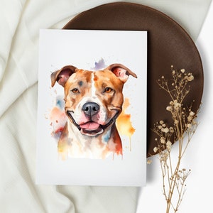 Set di carte American Staffordshire Terrier. biglietti per appunti. biglietti d'auguri . carte di cani acquerello. cane felice. cucciolo (1, 10, 30 e 50 pezzi)