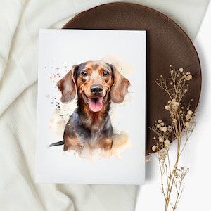 set di carte bassotto. biglietti per appunti. bassotto. biglietti d'auguri . carte di cani acquerello. cane felice. cucciolo. acquerello (1, 10, 30 e 50 pezzi)