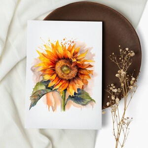NOUVEAU jeu de cartes de fleurs à l'aquarelle. cartes de correspondance. tournesol jaune. cartes de voeux. Fleurs botaniques (1, 10, 30 et 50 pcs)