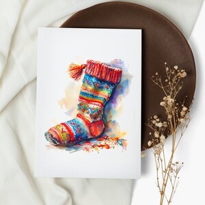 kous kaartenset. notitiekaarten. kerstkaarten. wenskaarten. december. vrolijk kerstfeest, aquarel (1, 10, 30 en 50 stuks)