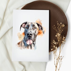 set di carte dell'Alano. biglietti per appunti. alano. biglietti d'auguri . carte di cani acquerello. cane felice. cucciolo (1, 10, 30 e 50 pezzi)