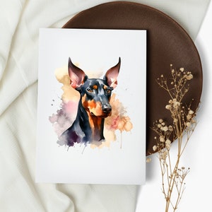 set di carte doberman pinscher. biglietti per appunti. dobermann. biglietti d'auguri . carte di cani acquerello. cane felice. cucciolo (1, 10, 30 e 50 pezzi)