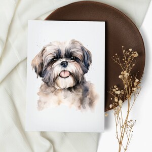 set di carte shih tzu. biglietti per appunti. Shih Tzu. biglietti d'auguri . carte di cani acquerello. cane felice. cucciolo. acquerello (1, 10, 30 e 50 pezzi)