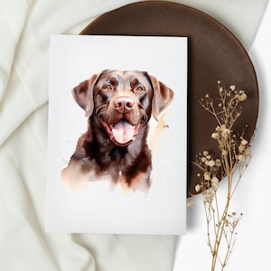 jeu de cartes de laboratoire de chocolat. cartes de correspondance. Labrador retriever chocolat. cartes de voeux. cartes de chien aquarelles. Happy dog (1, 10, 30 et 50 pcs)