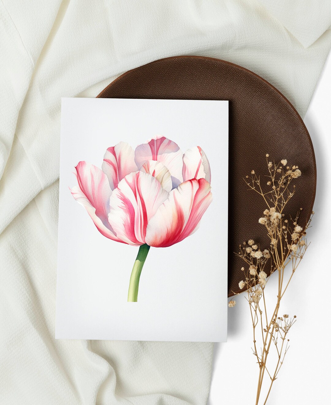 Tulips Note Watercolor Pink Tulip Note Cards: Botanical Greeting Card Set - Etsy