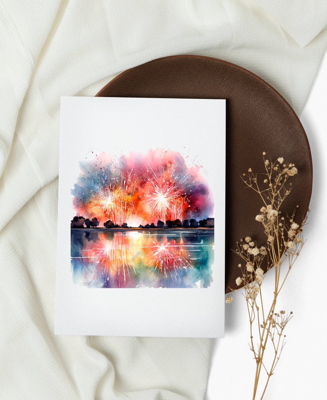 Watercolor Firework Note Card Set, USA Patriotic Theme - Etsy