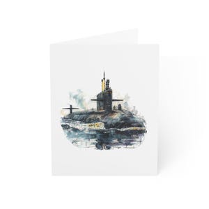 Conjunto de cartões de submarino da Marinha. cartões de nota. sub. cartão de felicitações. submarino aquarela. aquarela (1, 10, 30 e 50 peças)