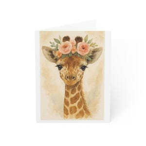 Watercolor Giraffe Note Card Set: Floral Animal Greeting Cards