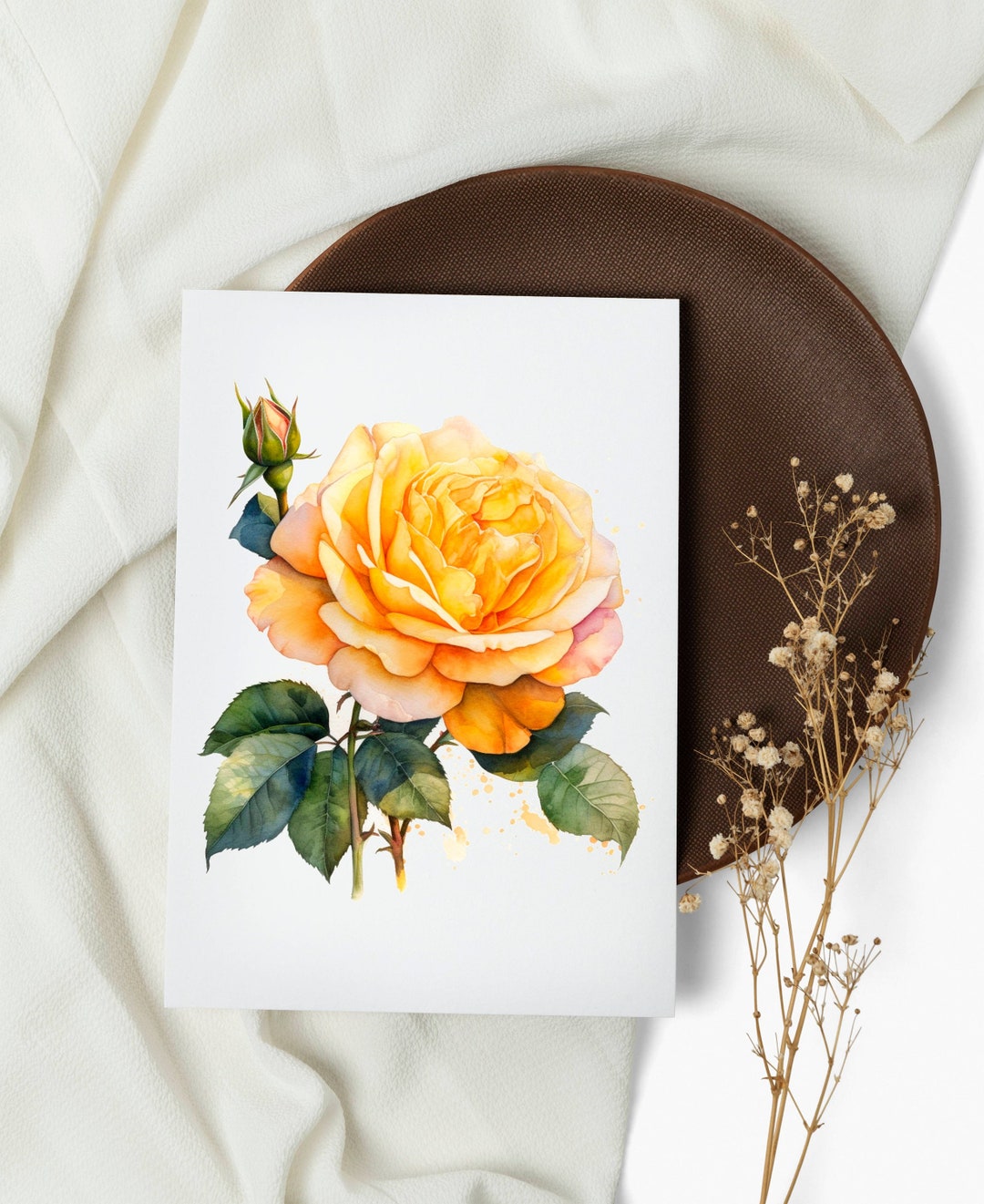 Watercolor Yellow Rose Note Cards: Botanical Greeting Card Set - Etsy