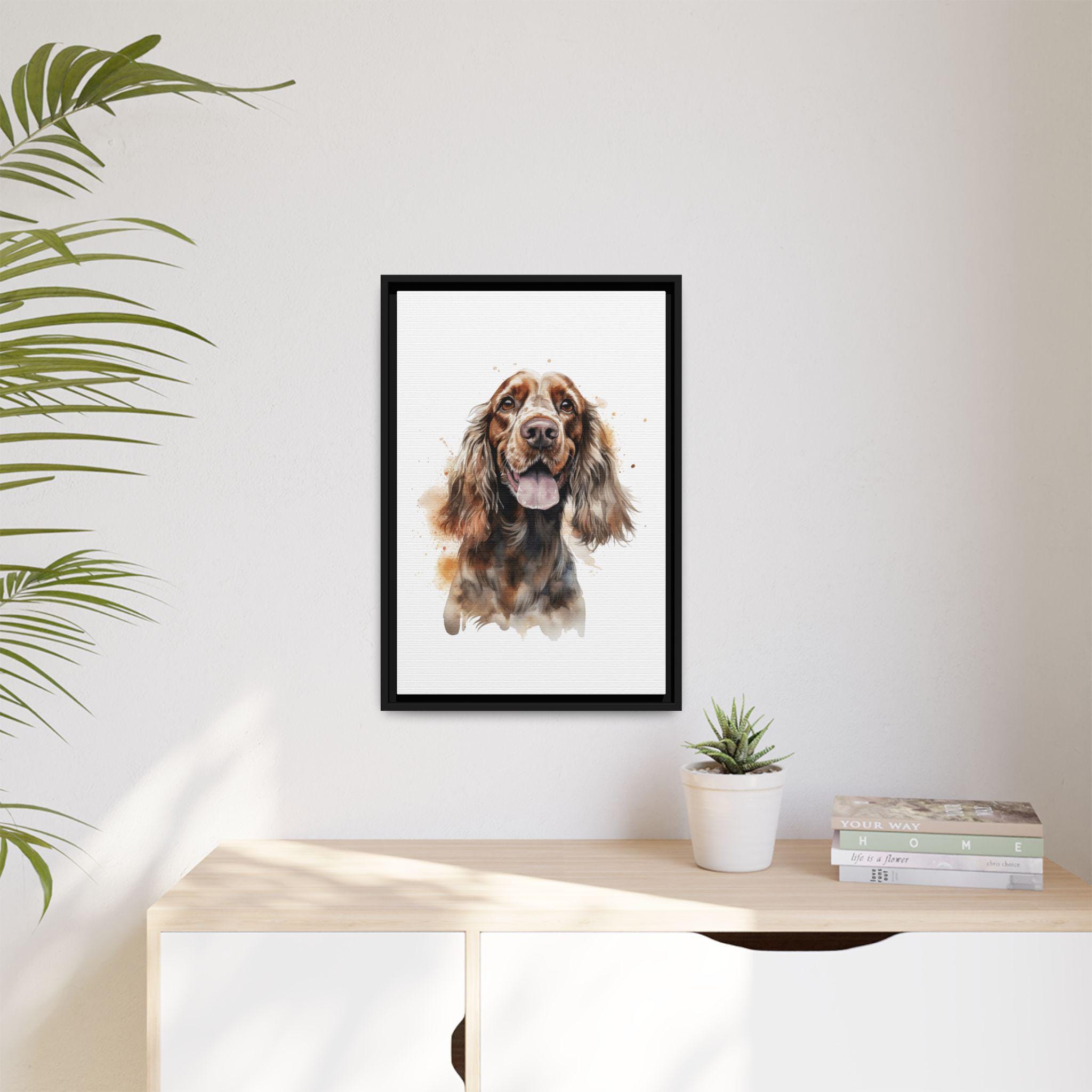 English Cocker Spaniel Vintage Watercolor Dog Art | Matte Canvas Print ...