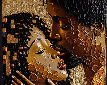 BACIO DEL SOLE / Arte della parete - Arte astratta - Afrofuturismo - Poster - Arte nera - Arredamento per la casa - Arte africana - Download - Stampabile
