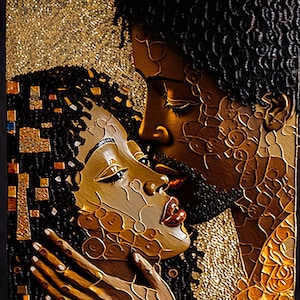 SUN KISS | Sztuka ścienna - Sztuka abstrakcyjna - Afrofuturyzm - Plakat - Czarna sztuka - Wystrój domu - Sztuka afrykańska - Pobierz - Do druku