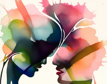 LOVE CONNECTION / Arte da parete - Poster - Arte astratta - Afrofuturismo - Arte nera - Decorazione per la casa - Decorazione da parete - Arte africana - Download - Stampabile