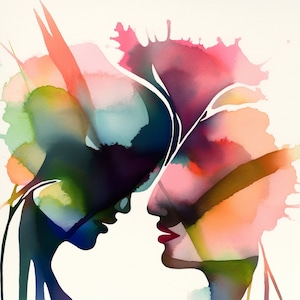 LOVE CONNECTION | Sztuka ścienna - Plakat - Abstrakcyjna sztuka - Afrofuturyzm - Czarna sztuka - Wystrój domu - Wystrój ścienny - Sztuka afrykańska - Pobierz - Do druku
