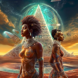 TWIN TOWER | Afrofuturism - Wall Art - African American Art - Poster - Afrofuturistic Art - Download - Printable Art - African Art