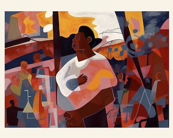 L'ABBRACCIO DELLA FEDE / Arte da parete - Arte astratta - Afrofuturismo - Arte nera - Poster - Decorazione per la casa - Arte africana - Download - Stampabile - Decorazione da parete