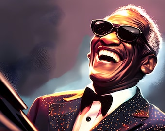 RAY CHARLES 1 | Wall Art - Poster - Celebrity Art - Black Art - Home Decor - Music Legends - Wall Decor - African Art - Download - Printable